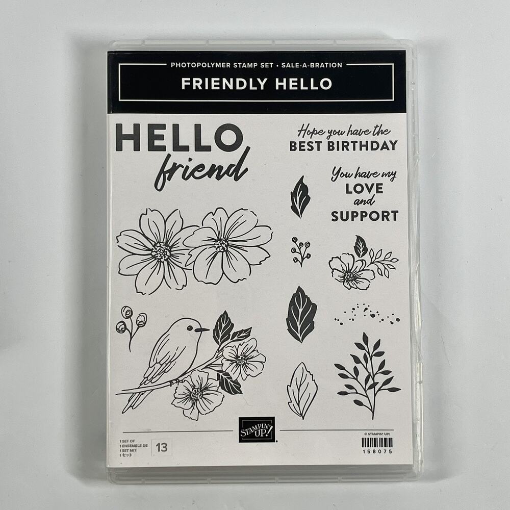 Stampin’ Up! Photopolymer Stamp Set FRIENDLY HELLO #158075 Set of 13